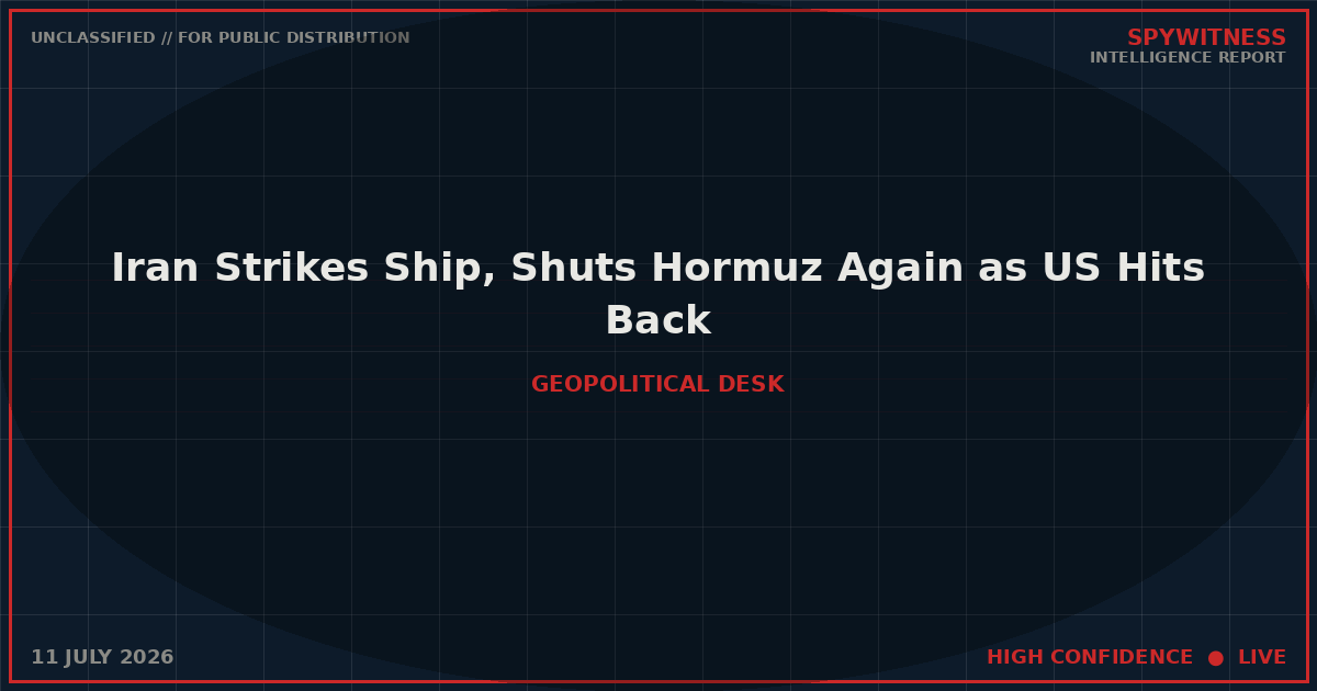 Iran strikes ship and shuts Strait of Hormuz — SpyWitness intelligence brief