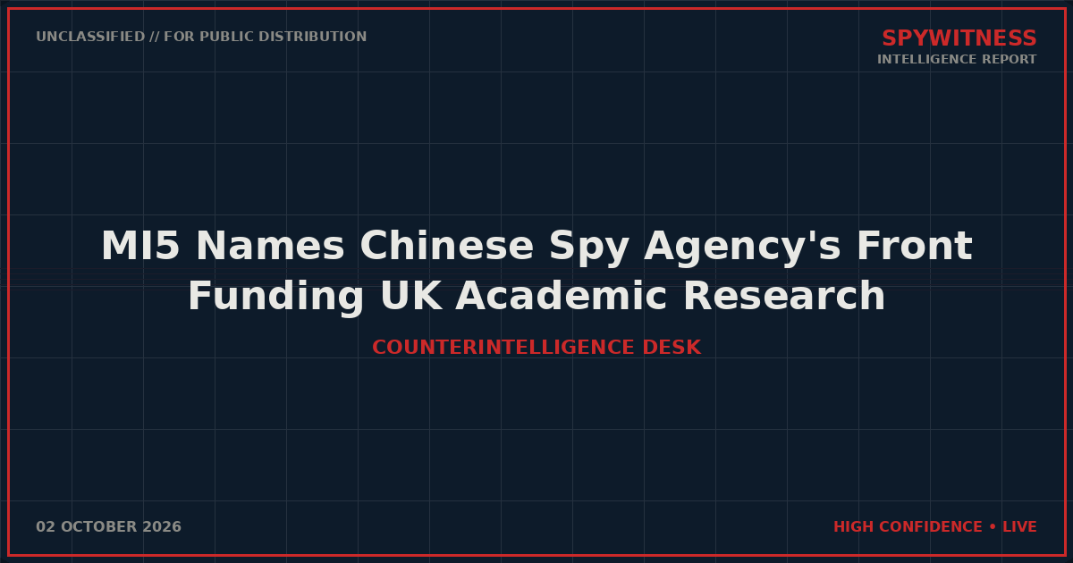 MI5 Names Chinese Spy Agency's Front Funding UK Academic Research