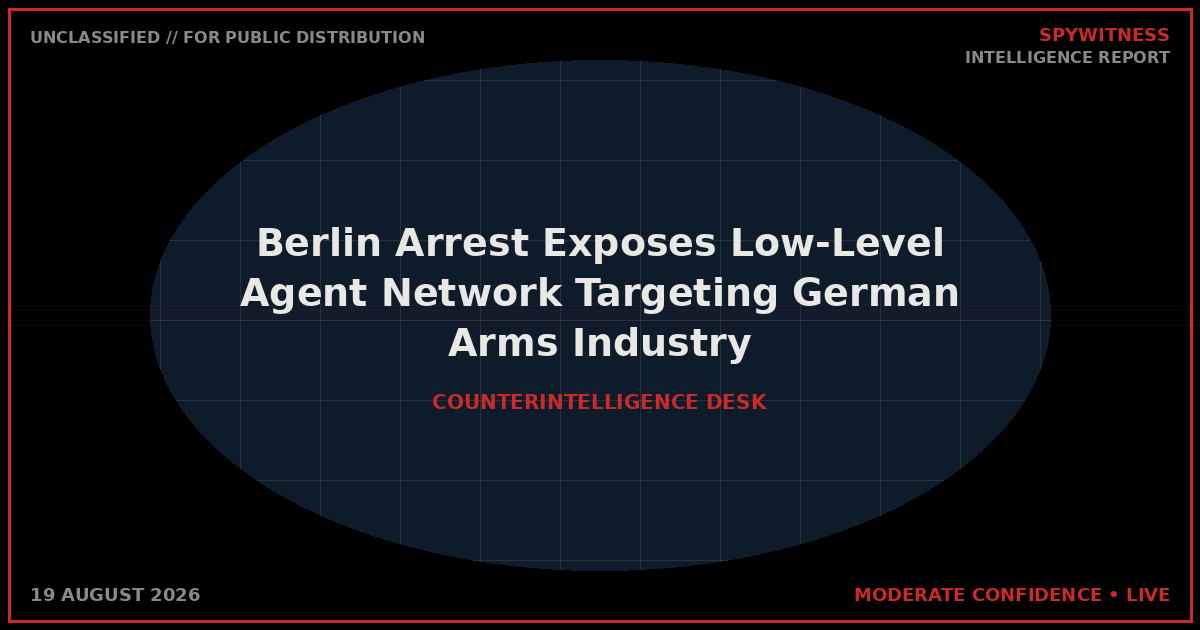 Berlin Arrest Exposes Low-Level Agent Network Targeting German Arms Industry
