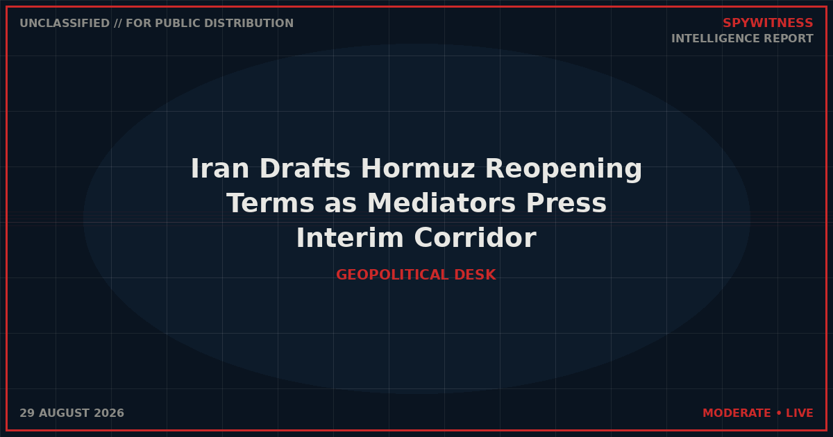 Iran Drafts Hormuz Reopening Terms as Mediators Press Interim Corridor