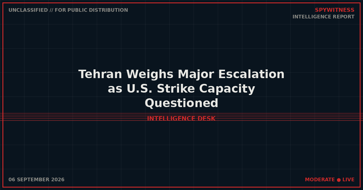 Tehran Weighs Major Escalation as U.S. Strike Capacity Questioned