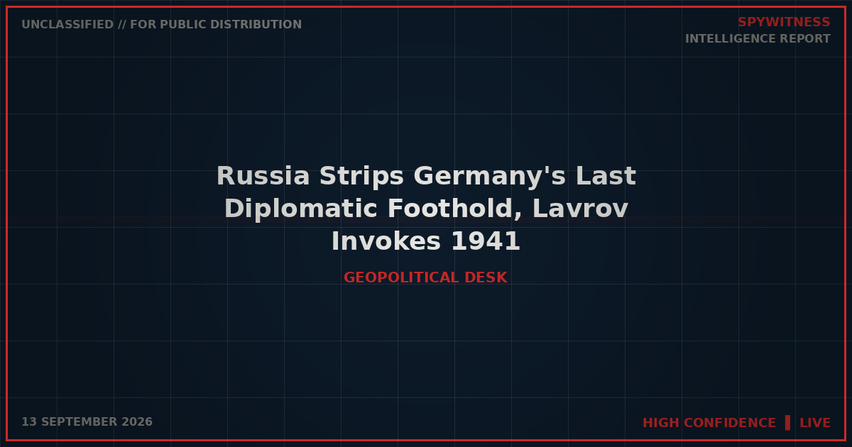 Russia Strips Germany's Last Diplomatic Foothold, Lavrov Invokes 1941